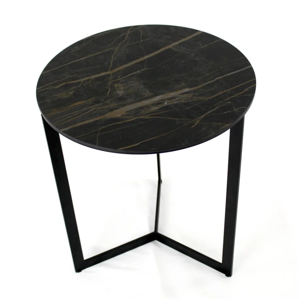 Kameninový konferenční stolek s ocelovou základnou Made in Italy - Aspira Viadurini