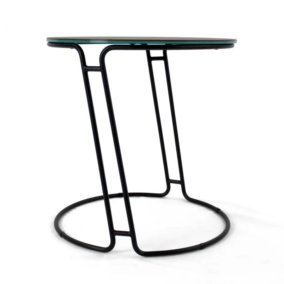 Konferenční stolek z porcelánu Grès a kulatého podstavce Made in Italy - Tullia Viadurini