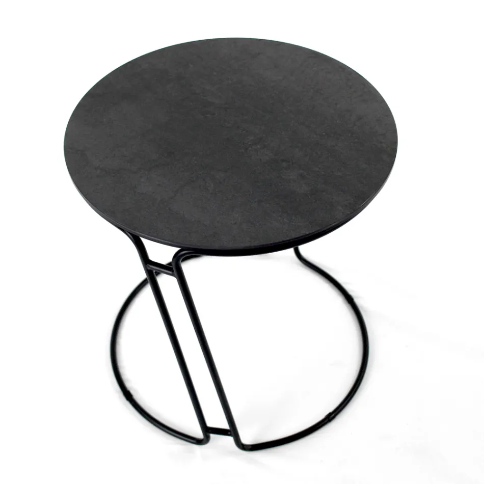 Konferenční stolek z porcelánu Grès a kulatého podstavce Made in Italy - Tullia Viadurini