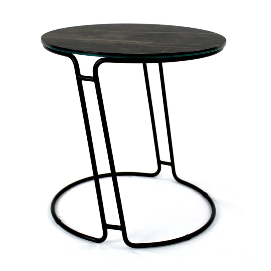 Konferenční stolek z porcelánu Grès a kulatého podstavce Made in Italy - Tullia Viadurini