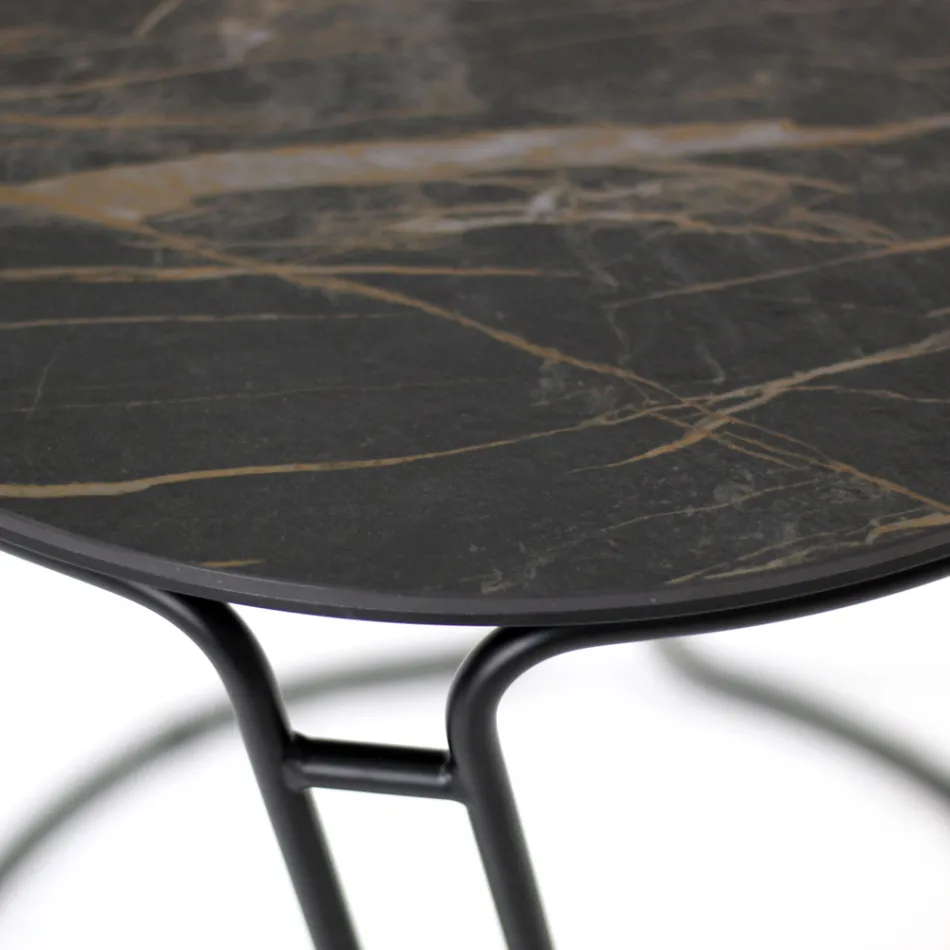 Konferenční stolek z porcelánu Grès a kulatého podstavce Made in Italy - Tullia Viadurini