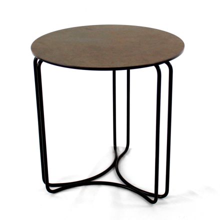 Konferenční stolek z kulaté kameniny a podstavce se 3 půlměsíci Made in Italy - Arepa Viadurini