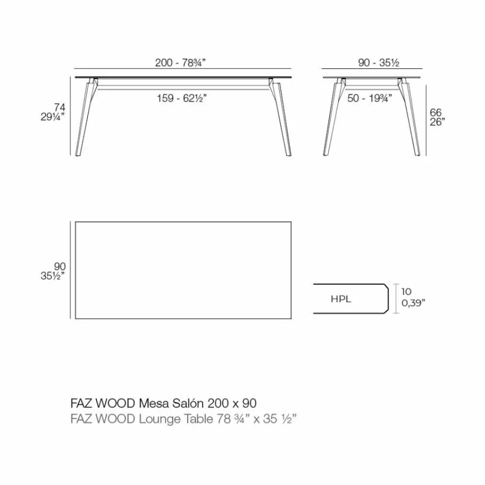 Konferenční stolek v bílém nebo černém laminátu ve 2 velikostech - Faz Wood od Vondom Viadurini