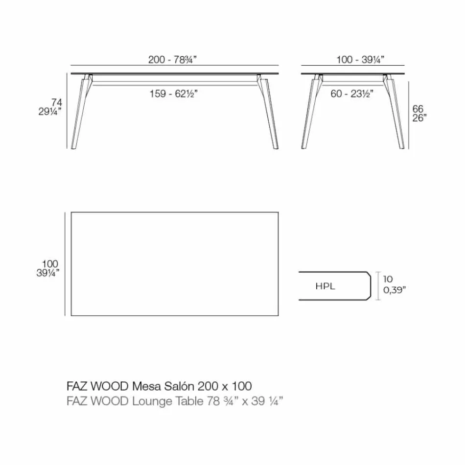 Konferenční stolek v bílém nebo černém laminátu ve 2 velikostech - Faz Wood od Vondom Viadurini