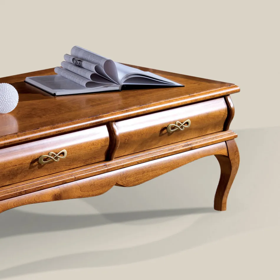 Konferenční stolek z ořechového dřeva se zásuvkou Made in Italy - Hastings Viadurini