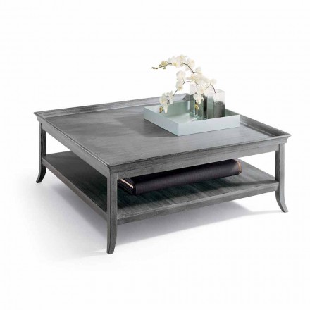 Konferenční stolek ve stříbře lakovaná dřevěná místnost, L130xP130 cm, Berit Viadurini