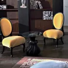 Konferenční stolek z masivního dřeva káva a krystal průměr 60 cm, Margo Viadurini