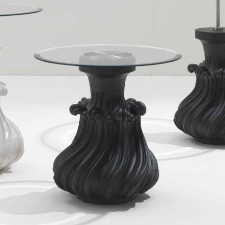 Konferenční stolek z masivního dřeva káva a krystal průměr 60 cm, Margo Viadurini