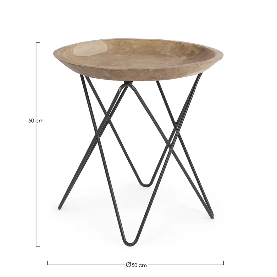 Konferenční stolek v průmyslovém designu z teakového dřeva a oceli - jehlové podpatky Viadurini