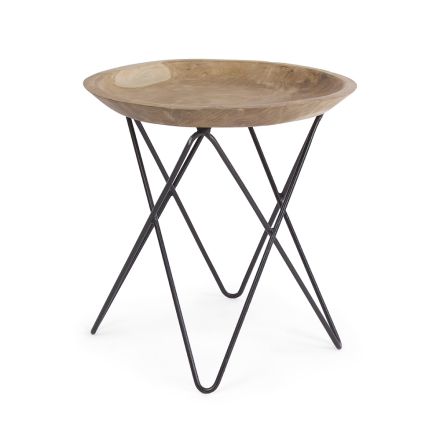 Konferenční stolek v průmyslovém designu z teakového dřeva a oceli - jehlové podpatky Viadurini
