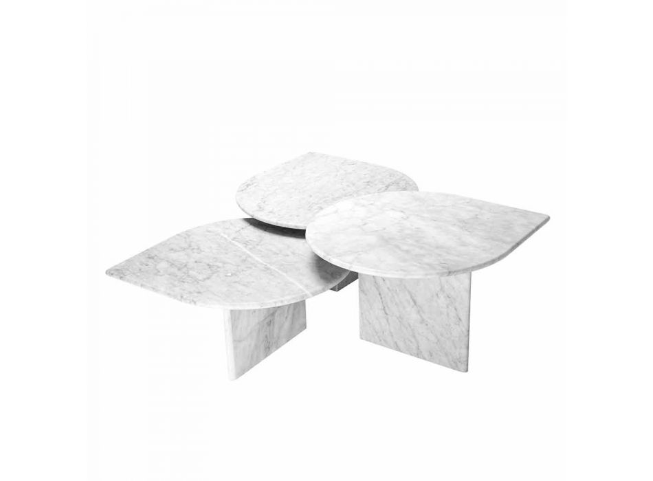 Konferenční stolek v mramorovém formátu White Carrara 3 kusy - Marsala Viadurini