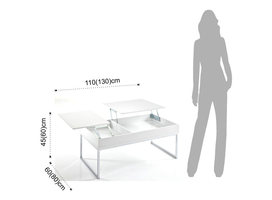 Konferenční stolek v bílé Mdf a kovu s kontejnerem - girlanda Viadurini