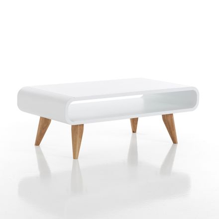 Konferenční stolek v bílé lakované Mdf a masivní dubové dřevo - Naldo Viadurini