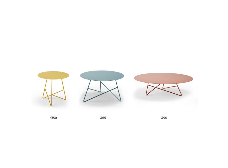 Konferenční stolek z barevného kovu a 3 velikostí, vyrobený v Itálii - Magali Viadurini