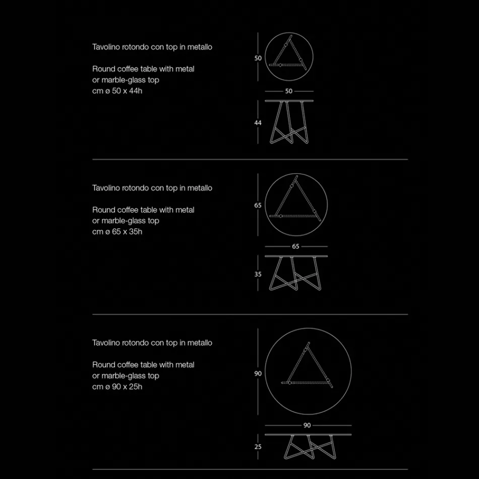 Konferenční stolek z barevného kovu a 3 velikostí, vyrobený v Itálii - Magali Viadurini