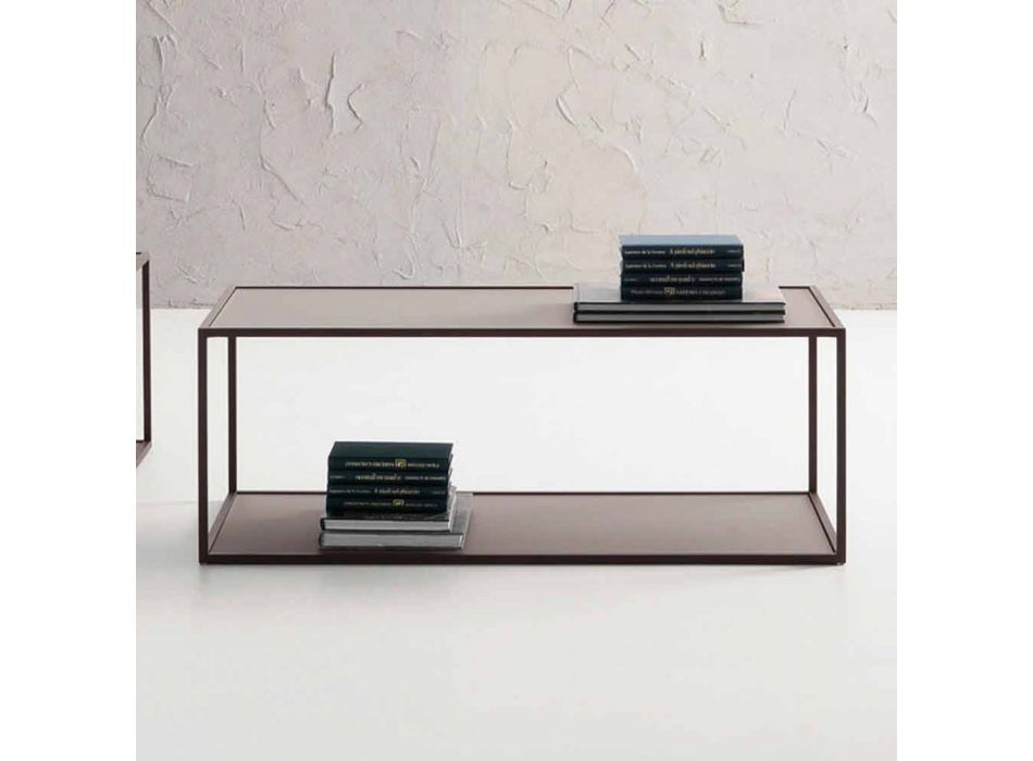 Kovový konferenční stolek s křišťálovými deskami vyrobené v Itálii - Fermio Viadurini