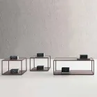 Kovový konferenční stolek s křišťálovými deskami vyrobené v Itálii - Fermio Viadurini