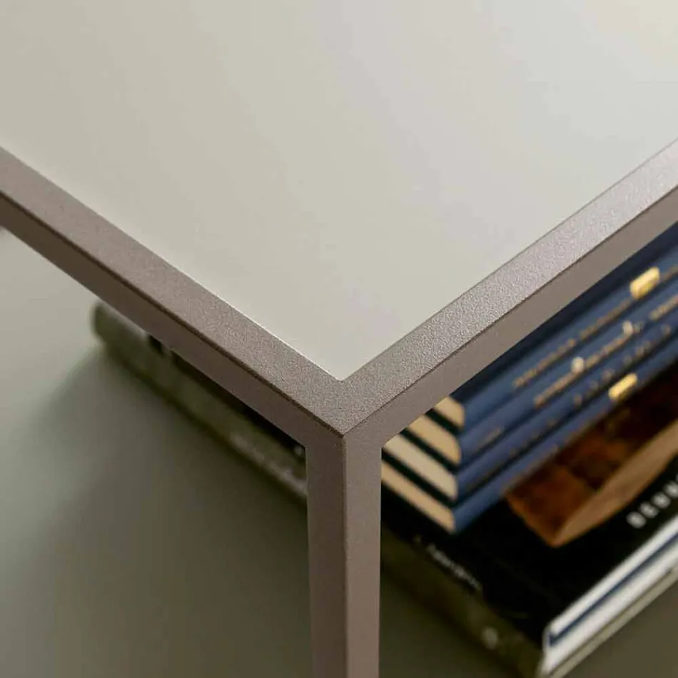 Kovový konferenční stolek s křišťálovými deskami vyrobené v Itálii - Fermio Viadurini