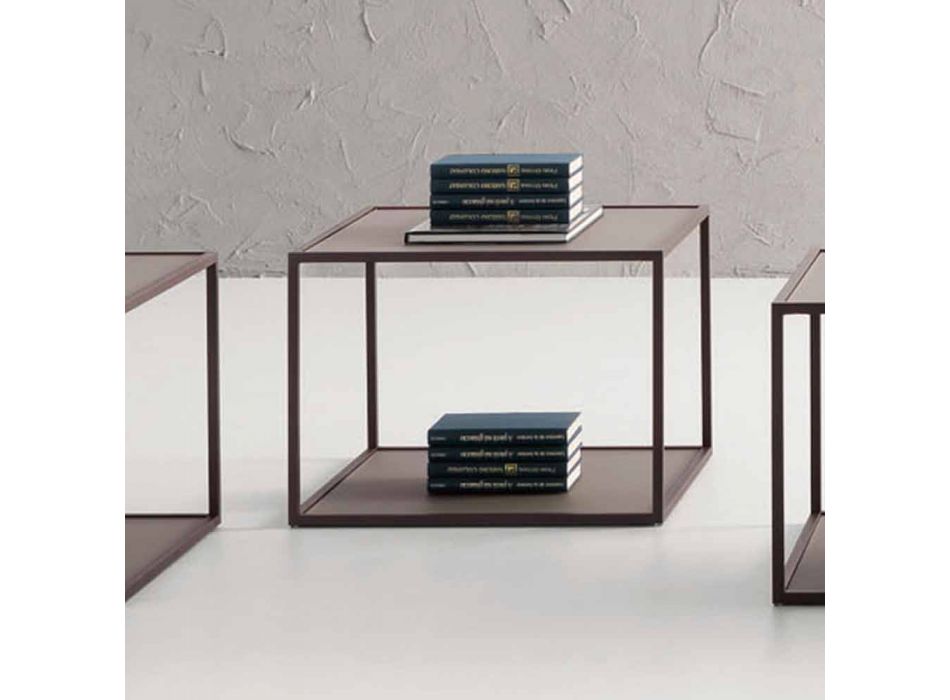 Kovový konferenční stolek s křišťálovými deskami vyrobené v Itálii - Fermio Viadurini
