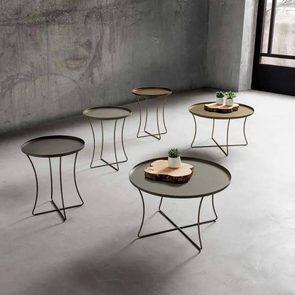 Kovový konferenční stolek s podnosem vyrobeným v Itálii - Numbo Viadurini