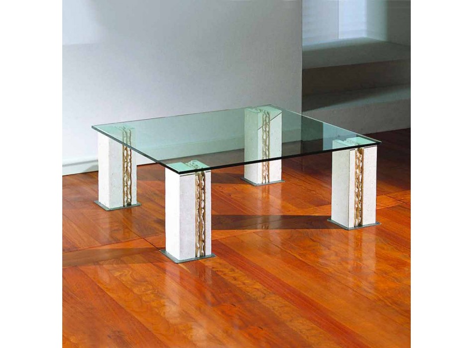 Kamenný a skleněný konferenční stolek, moderní design značky Milos Viadurini