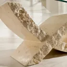 Konferenční stolek Fossil Stone s deskou z průhledného skla - Kansas Viadurini