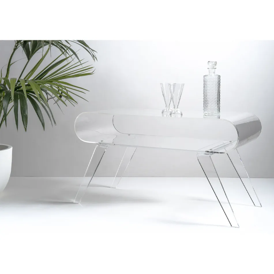 Konferenční stolek z průhledného plexiskla nebo s designovým dřevem - sádrou Viadurini