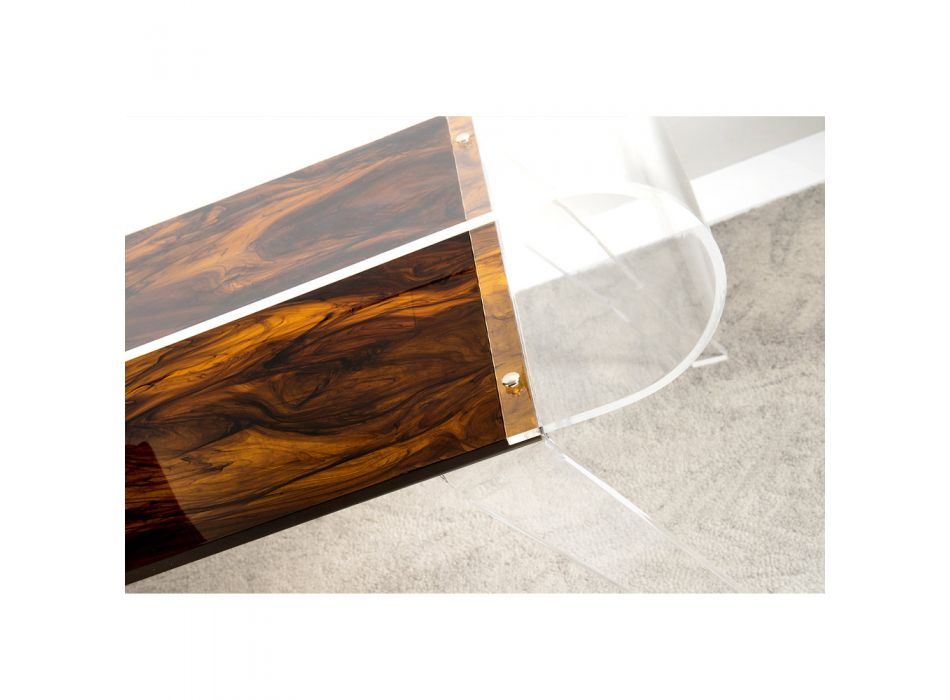 Konferenční stolek z průhledného plexiskla nebo s designovým dřevem - sádrou Viadurini