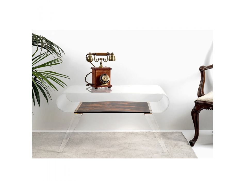 Konferenční stolek z průhledného plexiskla nebo s designovým dřevem - sádrou Viadurini