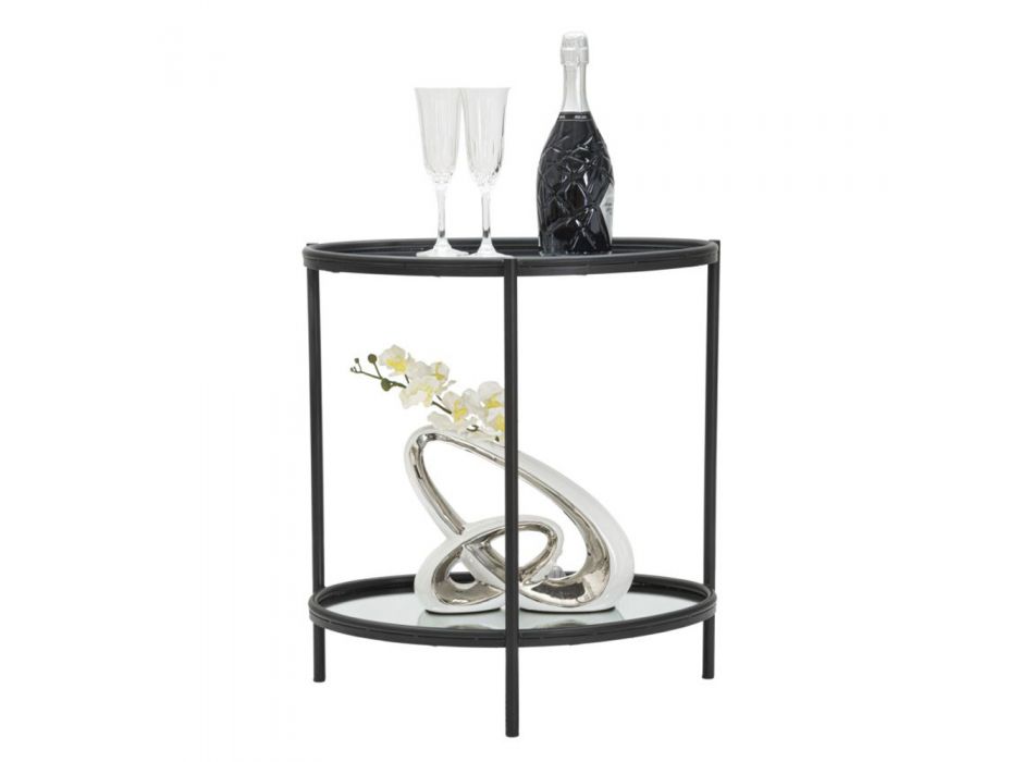 Zrcadlový konferenční stolek s černou železnou strukturou - Archimede Viadurini