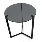 Skleněný konferenční stolek s ocelovou základnou Made in Italy - Aspira Viadurini