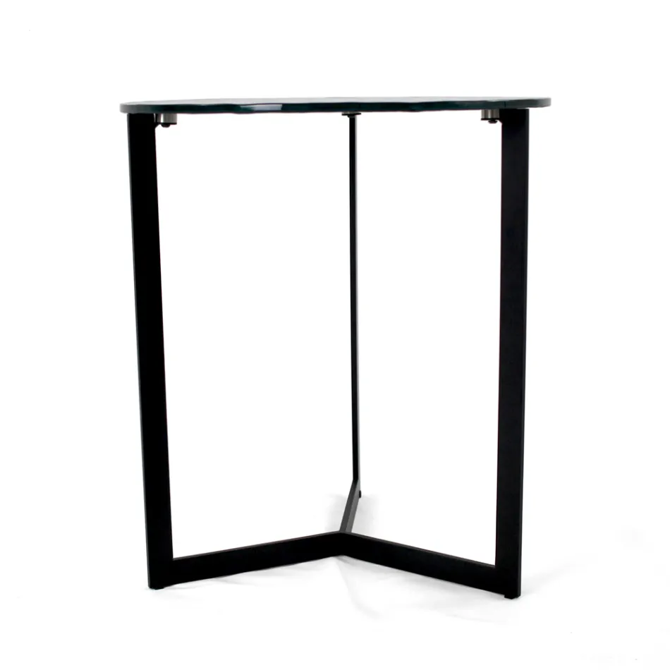 Skleněný konferenční stolek s ocelovou základnou Made in Italy - Aspira Viadurini