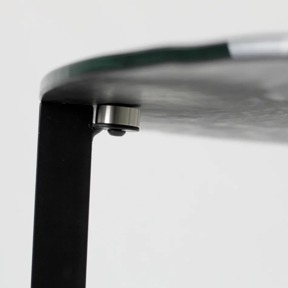 Skleněný konferenční stolek s ocelovou základnou Made in Italy - Aspira Viadurini