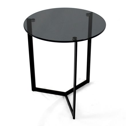 Skleněný konferenční stolek s ocelovou základnou Made in Italy - Aspira Viadurini
