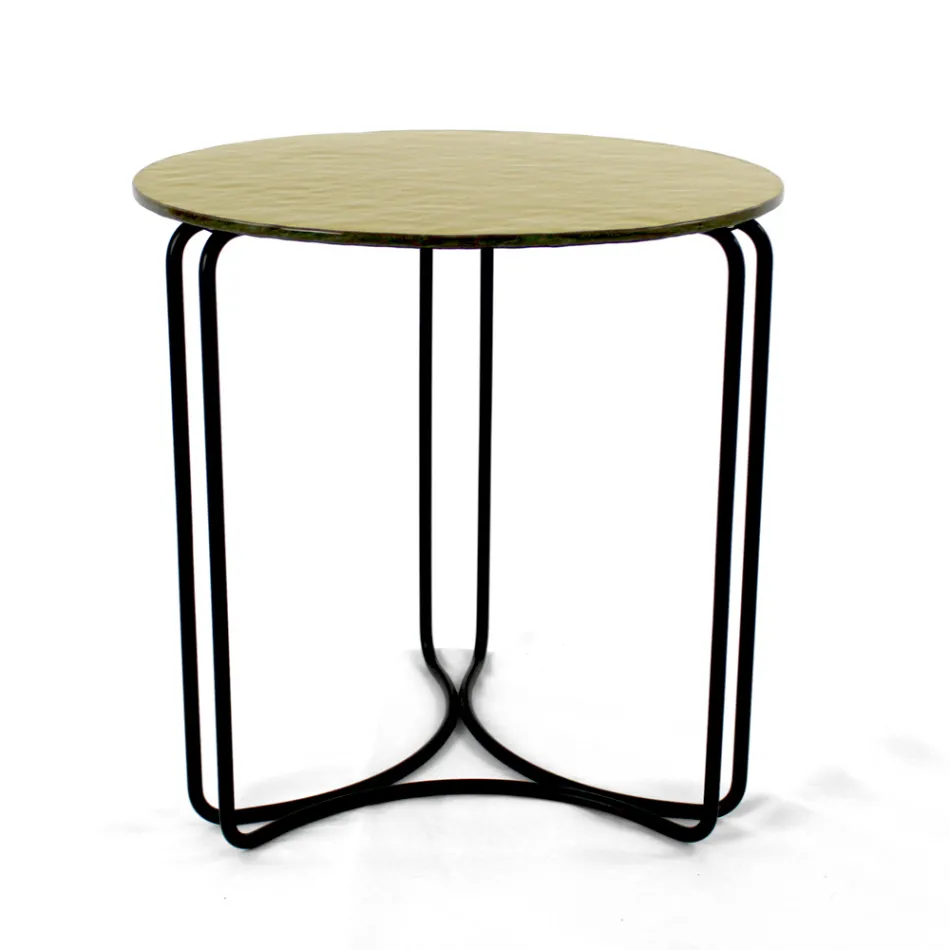 Skleněný konferenční stolek a podnož se 3 půlměsíci Made in Italy - Arepa Viadurini