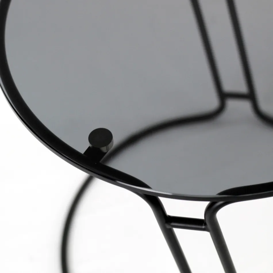 Skleněný konferenční stolek a kulatá základna Made in Italy - Tullia Viadurini