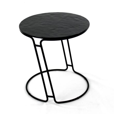 Skleněný konferenční stolek a kulatá základna Made in Italy - Tullia Viadurini