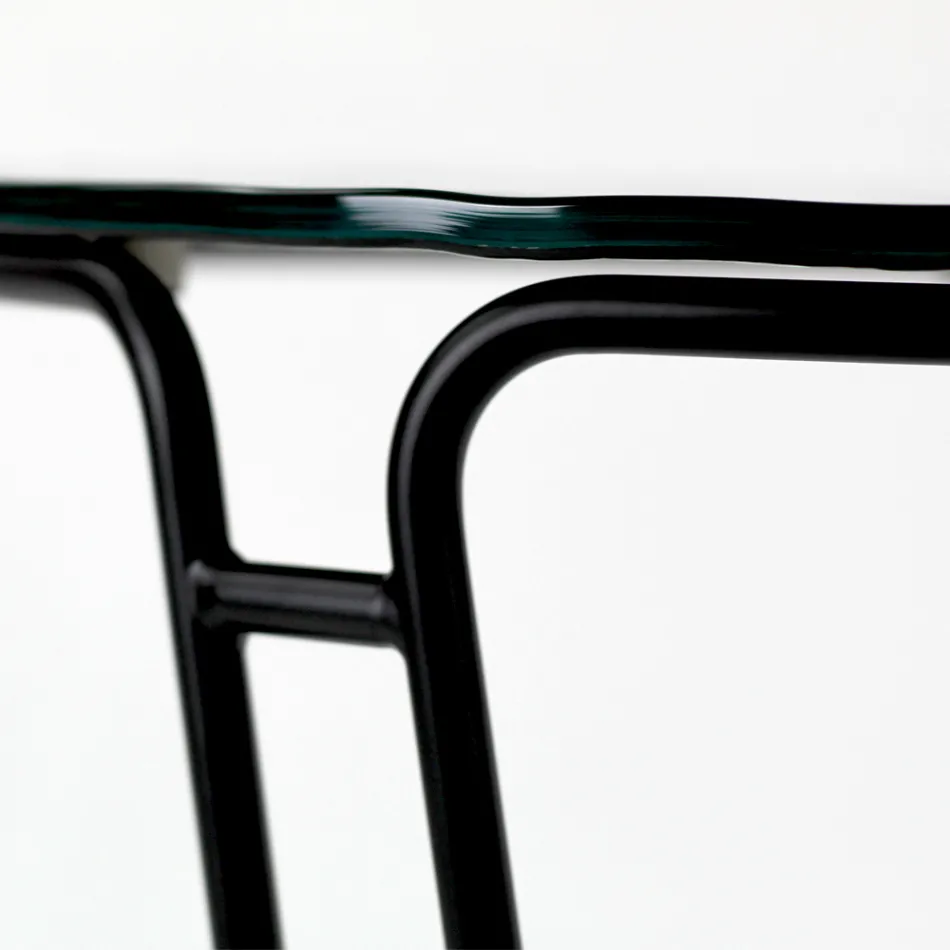 Skleněný konferenční stolek a kulatá základna Made in Italy - Tullia Viadurini