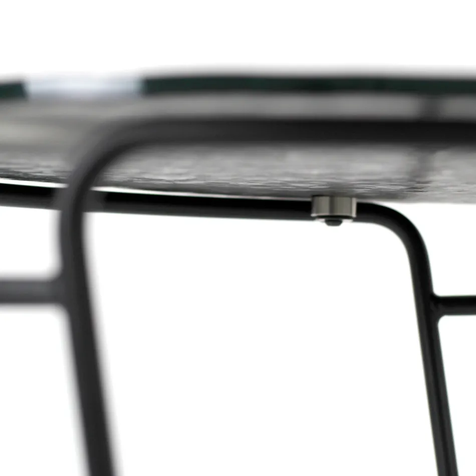 Skleněný konferenční stolek a kulatá základna Made in Italy - Tullia Viadurini