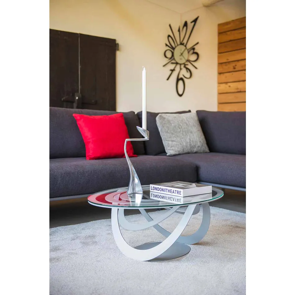 Konferenční stolek ze skla a bílého železa nebo břidlice Vyrobeno v Itálii - Olfeo Viadurini