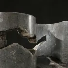 Konferenční stolek z tvrzeného skla se základnou z fosilního kamene - Jordánsko Viadurini