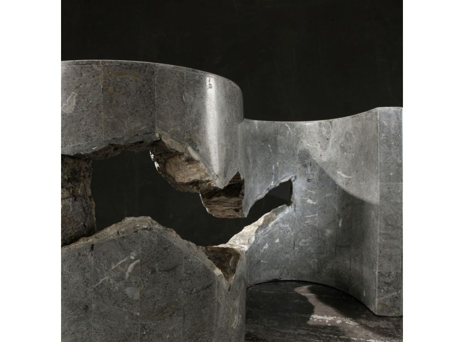 Konferenční stolek z tvrzeného skla se základnou z fosilního kamene - Jordánsko Viadurini
