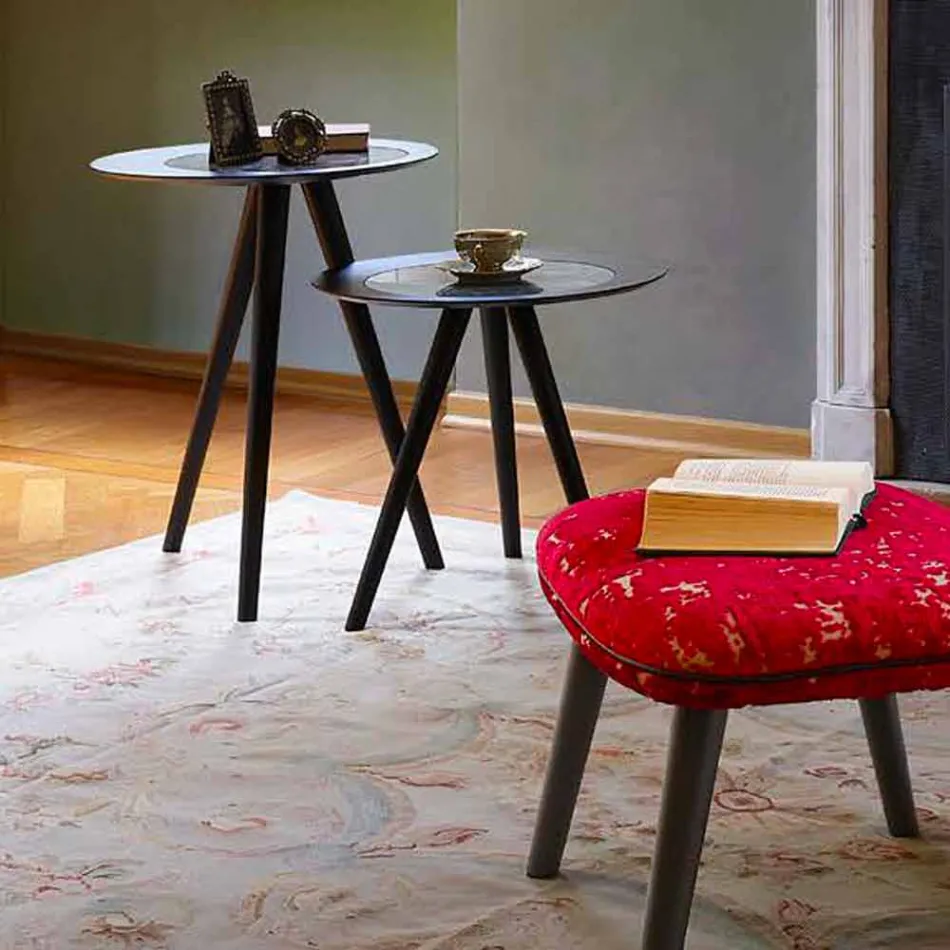 Moderní konferenční stolek s kulatou deskou v Gresu vyrobený v Itálii - Stuttgart Viadurini