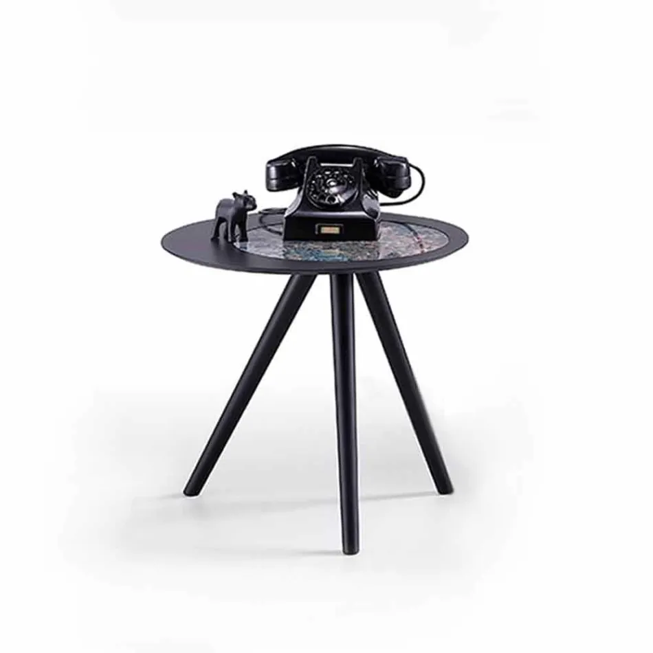 Moderní konferenční stolek s kulatou deskou v Gresu vyrobený v Itálii - Stuttgart Viadurini