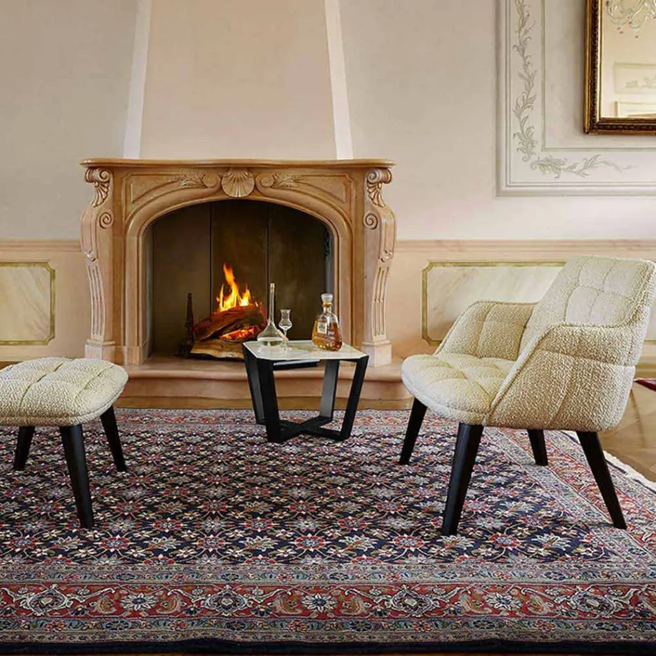 Moderní konferenční stolek z Gresu a bukového dřeva vyrobený v Itálii - Titanic Viadurini