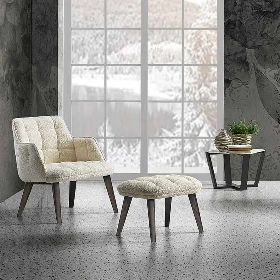 Moderní konferenční stolek z Gresu a bukového dřeva vyrobený v Itálii - Titanic Viadurini