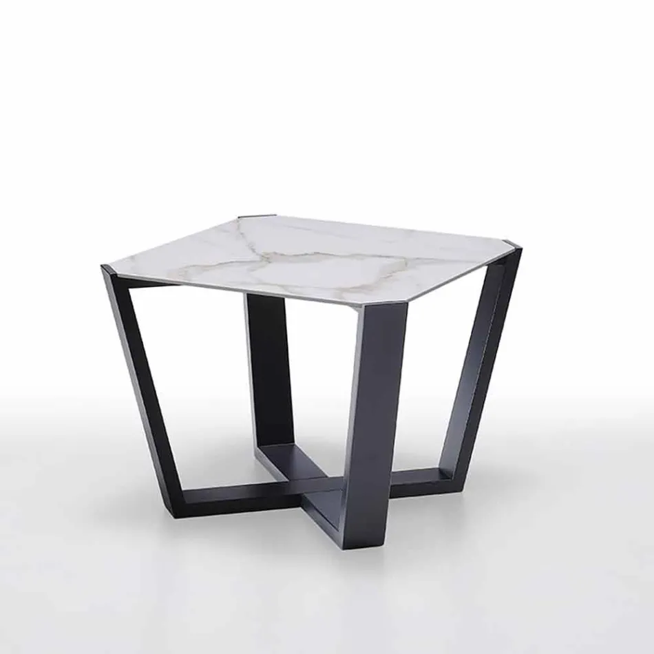 Moderní konferenční stolek z Gresu a bukového dřeva vyrobený v Itálii - Titanic Viadurini