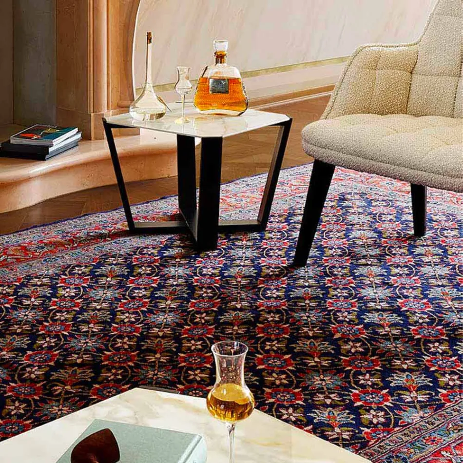 Moderní konferenční stolek z Gresu a bukového dřeva vyrobený v Itálii - Titanic Viadurini