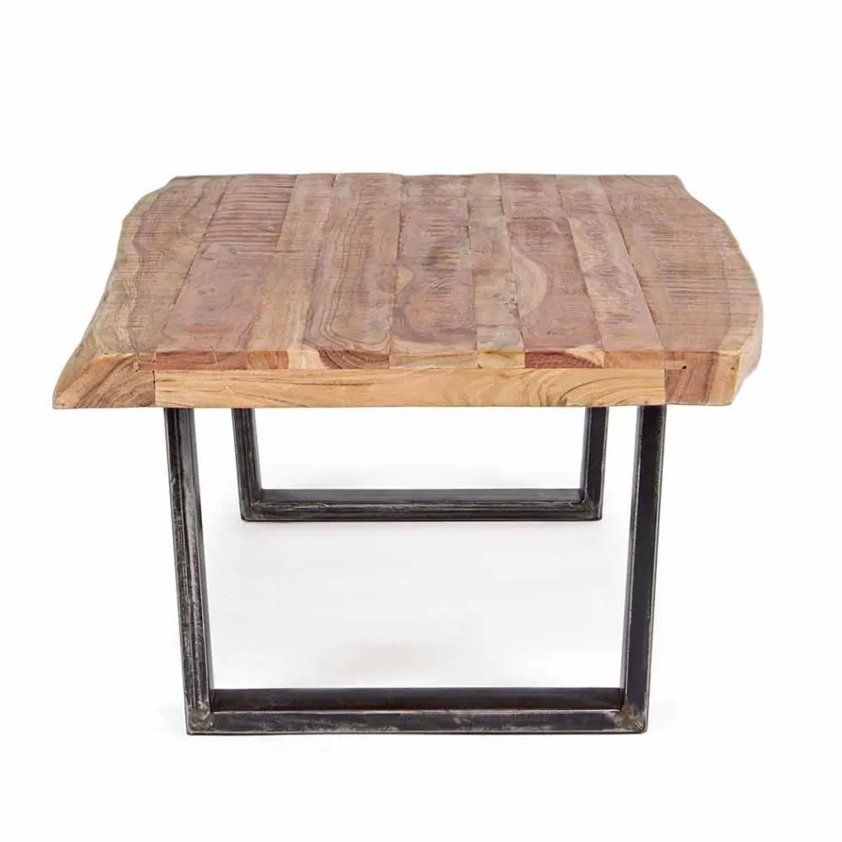 Moderní konferenční stolek z akáciového dřeva a oceli Homemotion - Verdicchio Viadurini