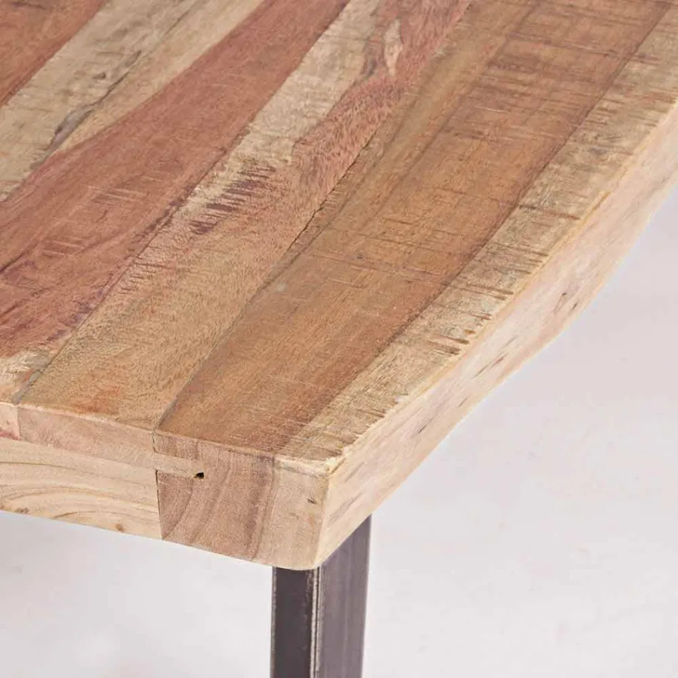 Moderní konferenční stolek z akáciového dřeva a oceli Homemotion - Verdicchio Viadurini